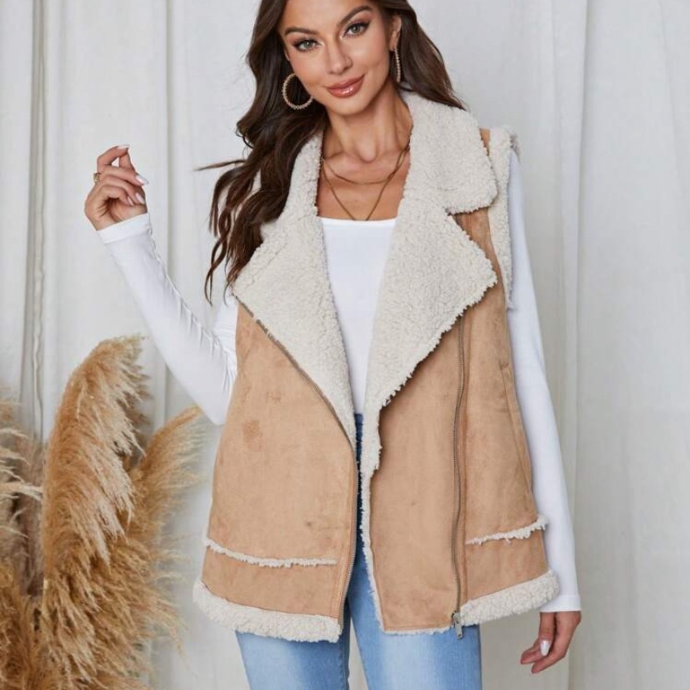 Shearling moto vest